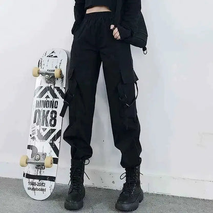 Cargo Pants Women Men 2023 Fashion Punk Jogger Trousers Harajuku Streetwear Ankle Length Oversized Harem Pants