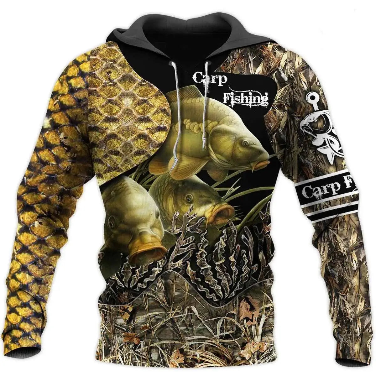 Mens Carp Fishing 3D Printed Harajuku Sweatshirt Unisex Casual Pullover Hoodie Style