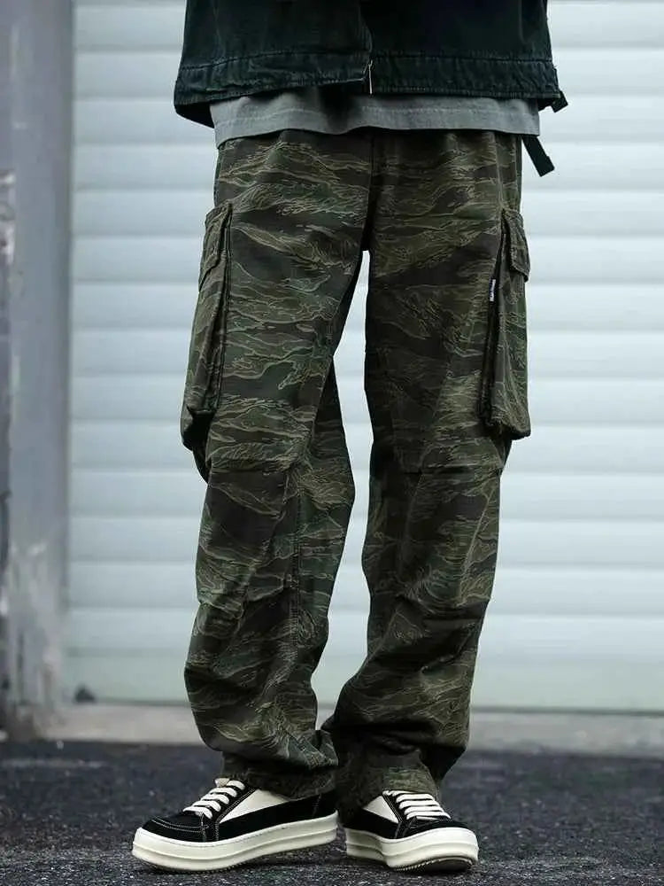 High Quality American Retro Ast Craft Camouflage Cargo Pants For Men Outdoor Tactical Baggy Trousers