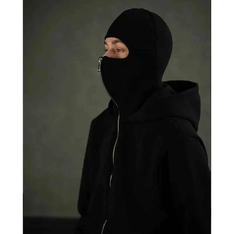 Vintage Hooded Mask Hoodie For Men And Women Harajuku Hip Hop Rock Gothic Fashion Loose Fit Zip Sweatshirt