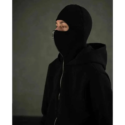 Vintage Hooded Mask Hoodie For Men And Women Harajuku Hip Hop Rock Gothic Fashion Loose Fit Zip Sweatshirt