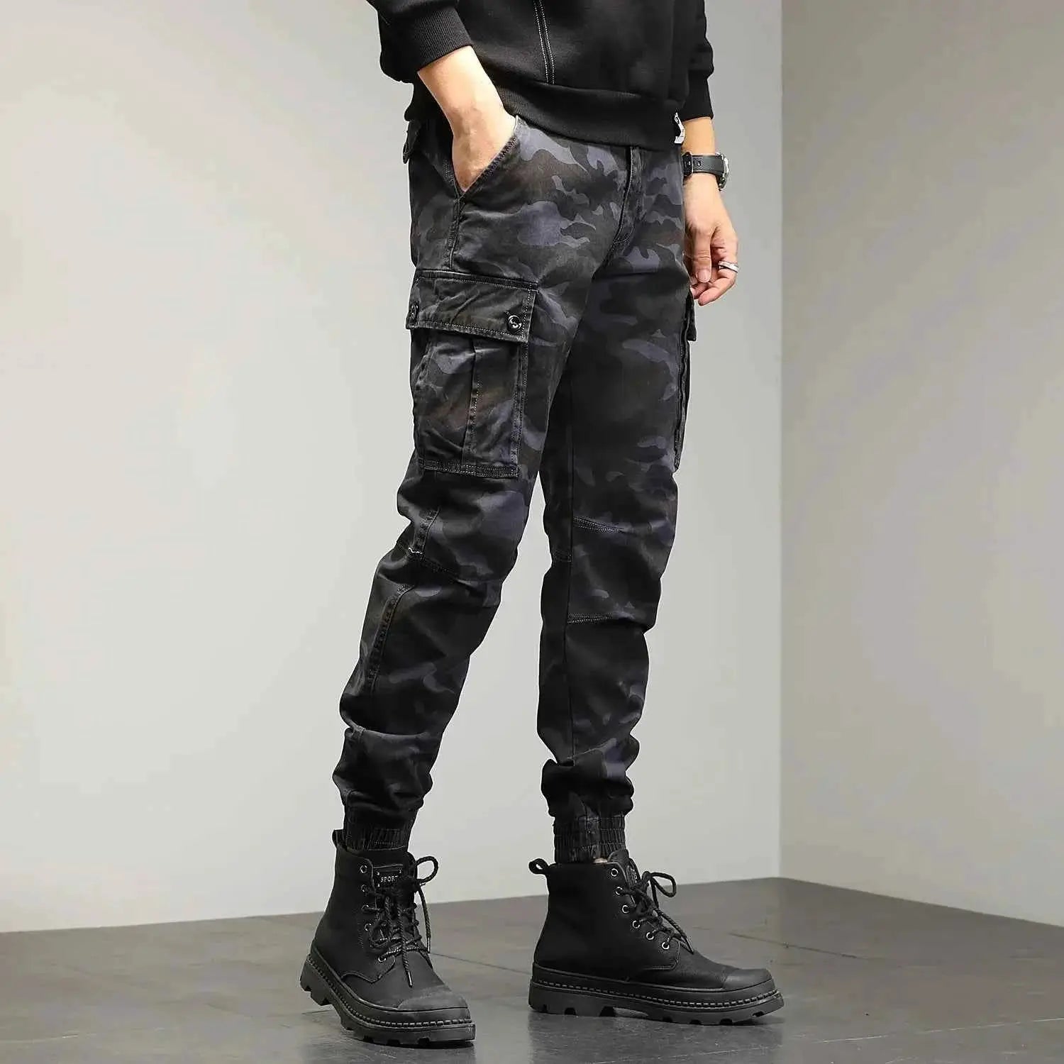 HIQOR Red Cargo Pants For Men Outdoor Cotton Camouflage Trousers Work Joggers Streetwear Camo Hiking Pants