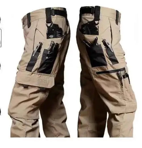 Men's Tactical Work Pants Outdoor Cargo Trousers Multi Pocket Waterproof Hiking Pants For Autumn And Spring