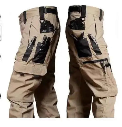 Men's Tactical Work Pants Outdoor Cargo Trousers Multi Pocket Waterproof Hiking Pants For Autumn And Spring