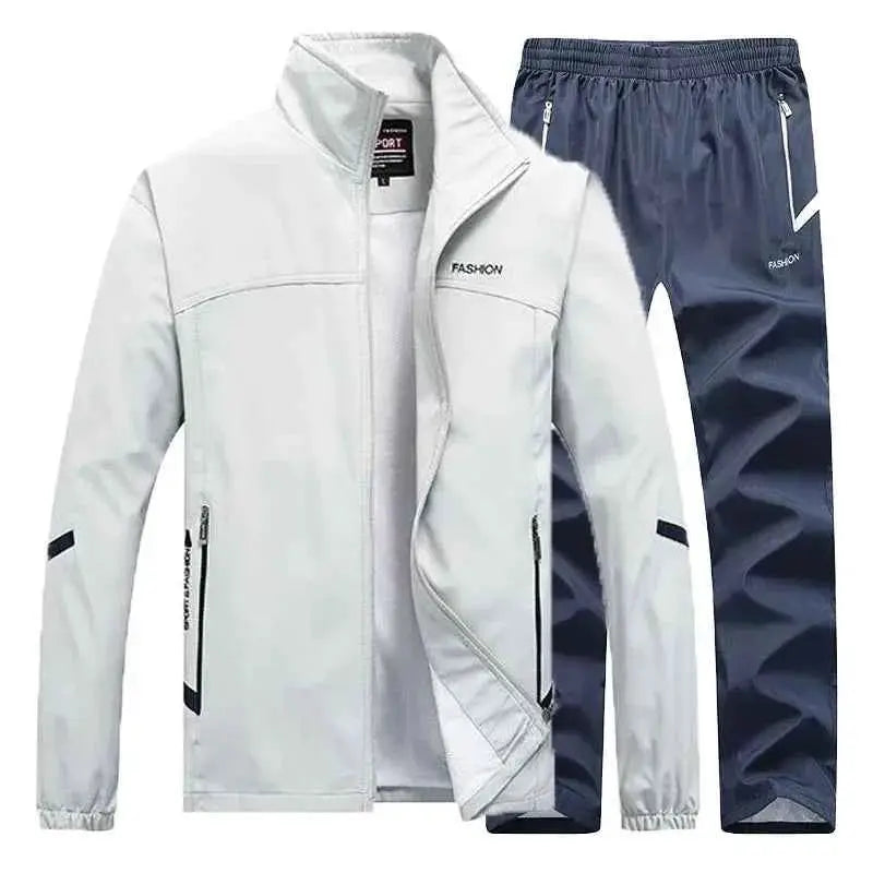 Casual Mens Tracksuit Set Two Piece Jacket And Sweatpants Zipper Hoodie Joggers Suit For Spring And Autumn