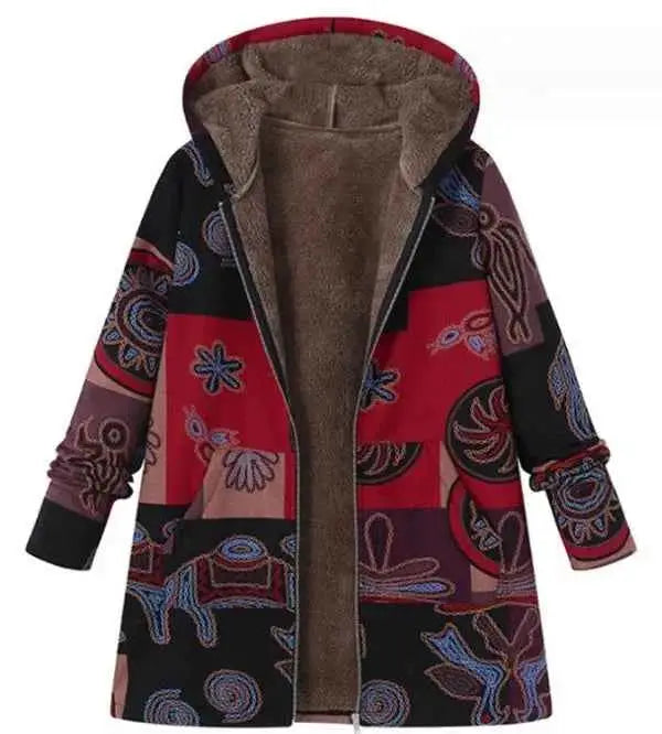 Women Winter Warm Floral Hooded Jacket For Cold Weather Stylish Outerwear TeenStylo