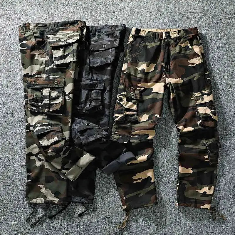 Men's Tactical Cargo Pants Camo Loose Fit Straight Leg Casual Sportswear Trousers