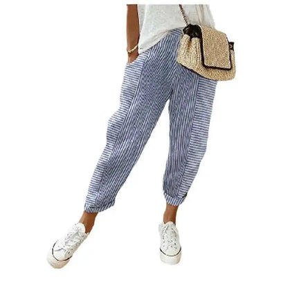 Women Vertical Stripe Loose Fit Pants Casual Wide Leg Trousers TeenStylo Boutique