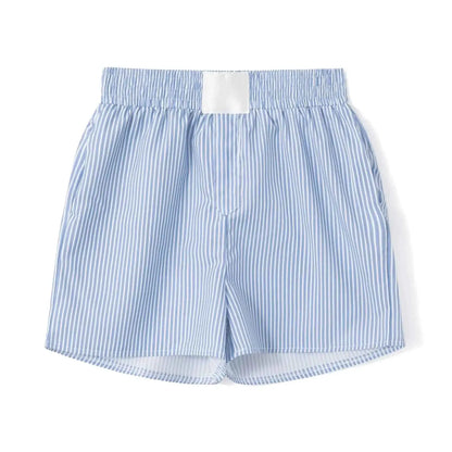 Womens Y2K Elastic Waisted Striped Shorts Pyjamas Bottoms Loungewear Summer Beach Wide Leg Boxers Boyshorts