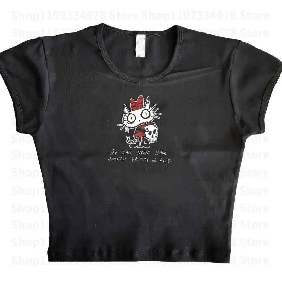 Aesthetic Summer Streetwear Gothic Harajuku Star Graphic T Shirt Vintage Crop Top Women Egirl Y2K Clothes