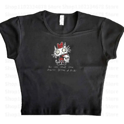 Aesthetic Summer Streetwear Gothic Harajuku Star Graphic T Shirt Vintage Crop Top Women Egirl Y2K Clothes