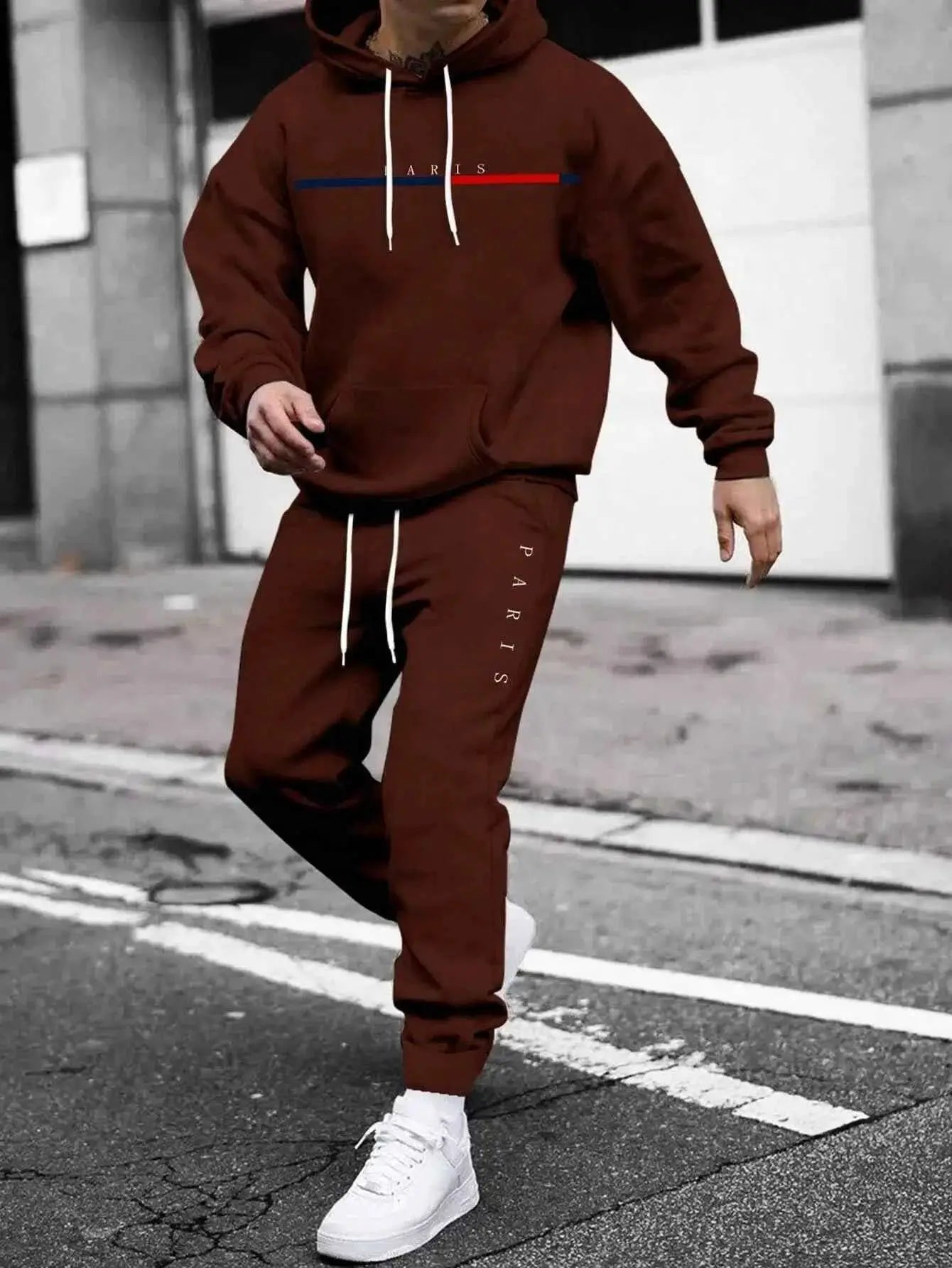 Autumn Winter Hooded Tracksuit Set For Men And Women With Drawstring Pullover Comfortable Casual Fashion Daily Wear