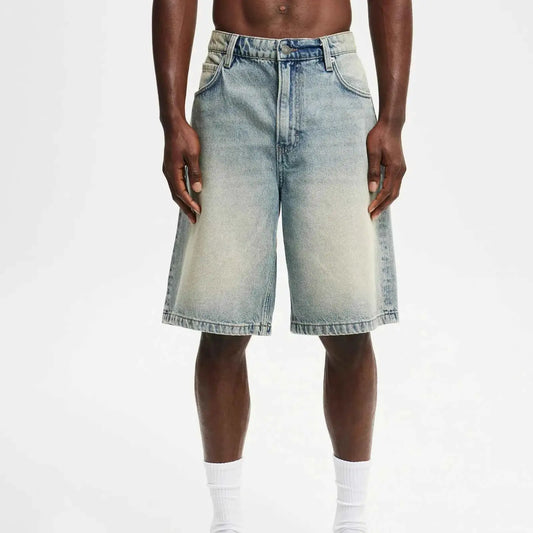 Casual Men's Knee Length Denim Shorts High Waist Loose Fit Baggy Jean Shorts For Summer Daily Streetwear