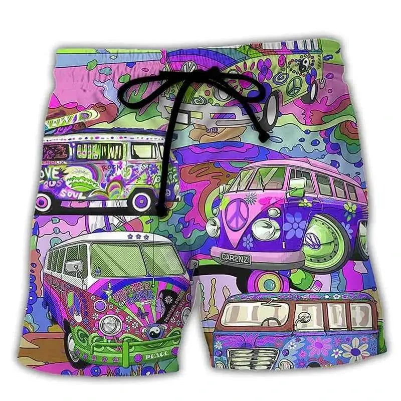 Colorful Graffiti 3D Printed Surfing Board Shorts For Men And Boys Cool Summer Beach Swim Trunks Street Style Hip Hop