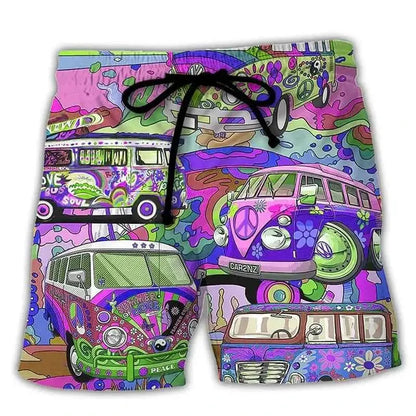 Colorful Graffiti 3D Printed Surfing Board Shorts For Men And Boys Cool Summer Beach Swim Trunks Street Style Hip Hop