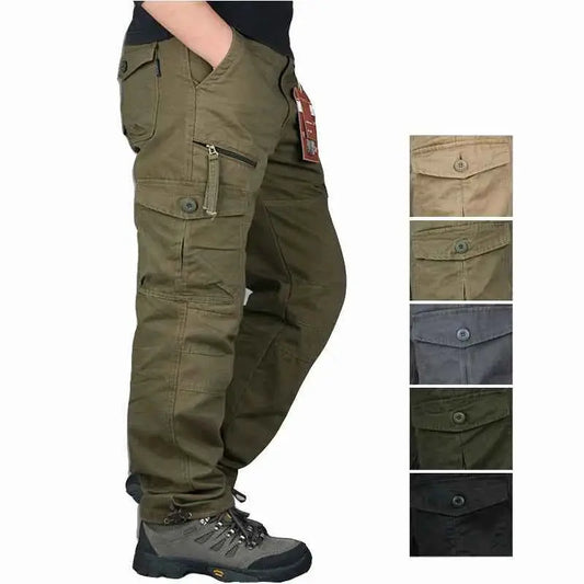 Mens Spring Cargo Pants Cotton Reinforced Utility Military Tactical Work Trousers Casual Fashion