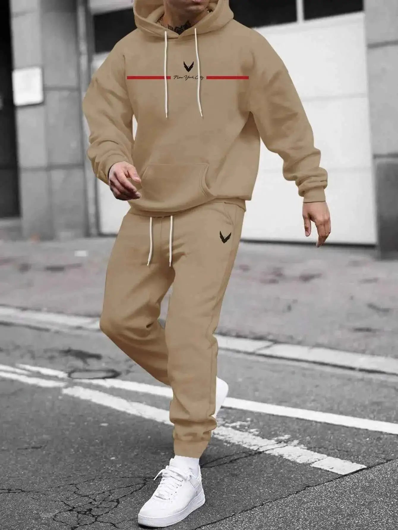 Autumn Winter Hooded Tracksuit Set For Men And Women With Drawstring Pullover Comfortable Casual Fashion Daily Wear