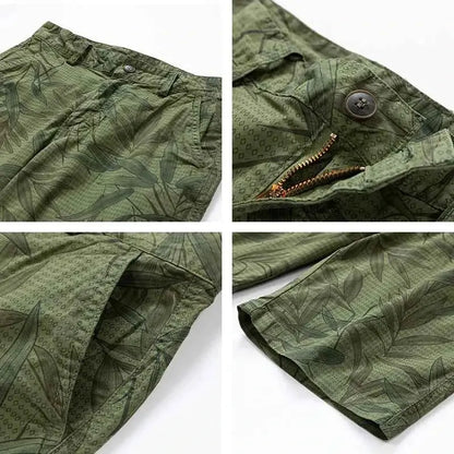 Mens Summer Casual Cargo Shorts Camouflage Cotton Twill With Pockets Jogger Style Vintage