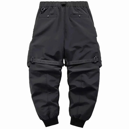 2022 Winter Thick Tactical Cargo Pants For Men With Multi Pockets Techwear Hip Hop Streetwear Black