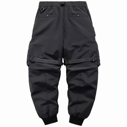 2022 Winter Thick Tactical Cargo Pants For Men With Multi Pockets Techwear Hip Hop Streetwear Black