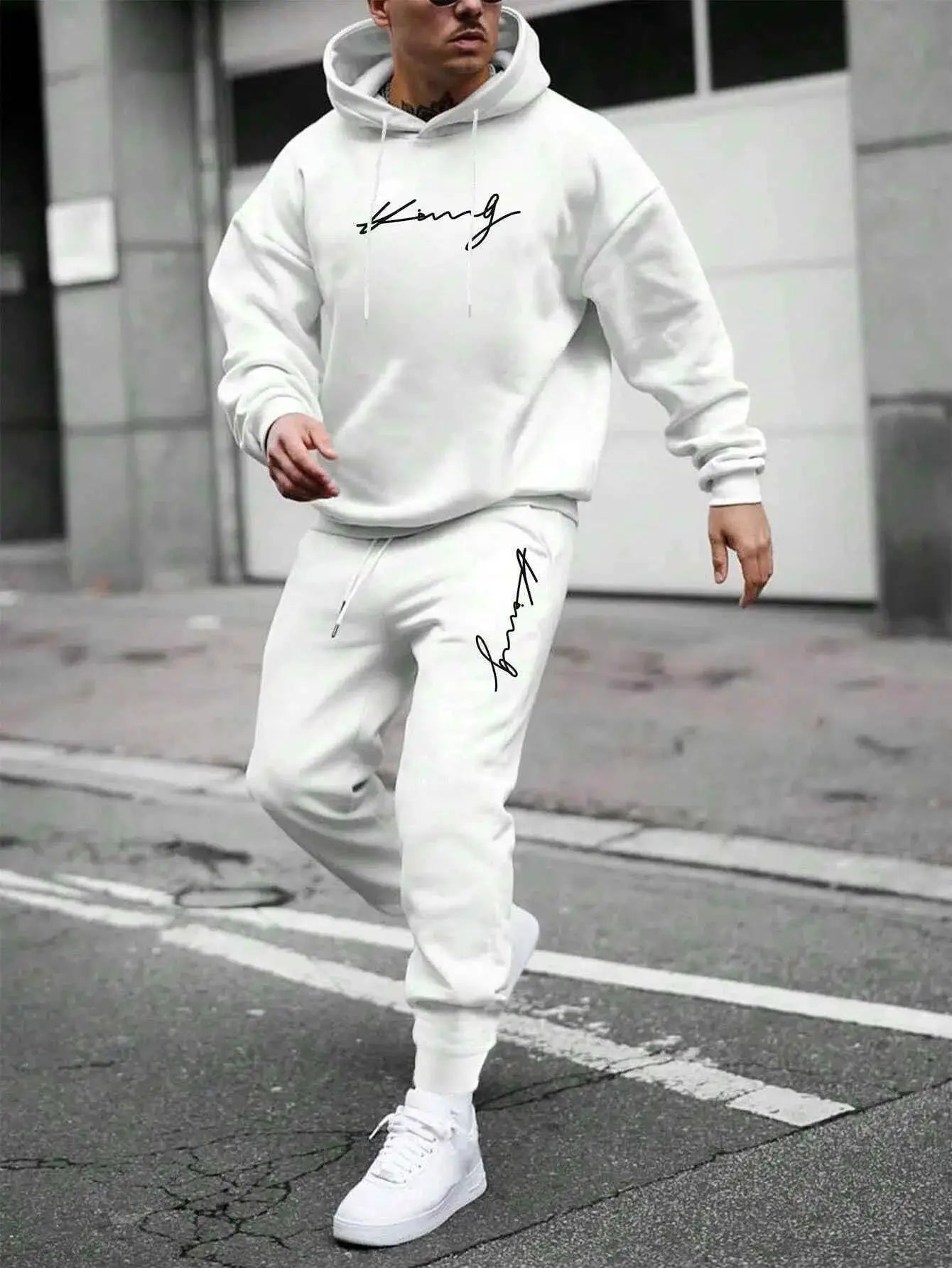 Autumn Winter Hooded Tracksuit Set For Men And Women With Drawstring Pullover Comfortable Casual Fashion Daily Wear