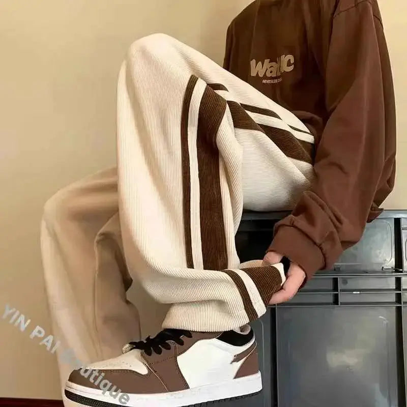 Men's Baggy Striped Straight Leg Hip Hop Harajuku Casual Sweatpants | TeenStylo — TeenStylo