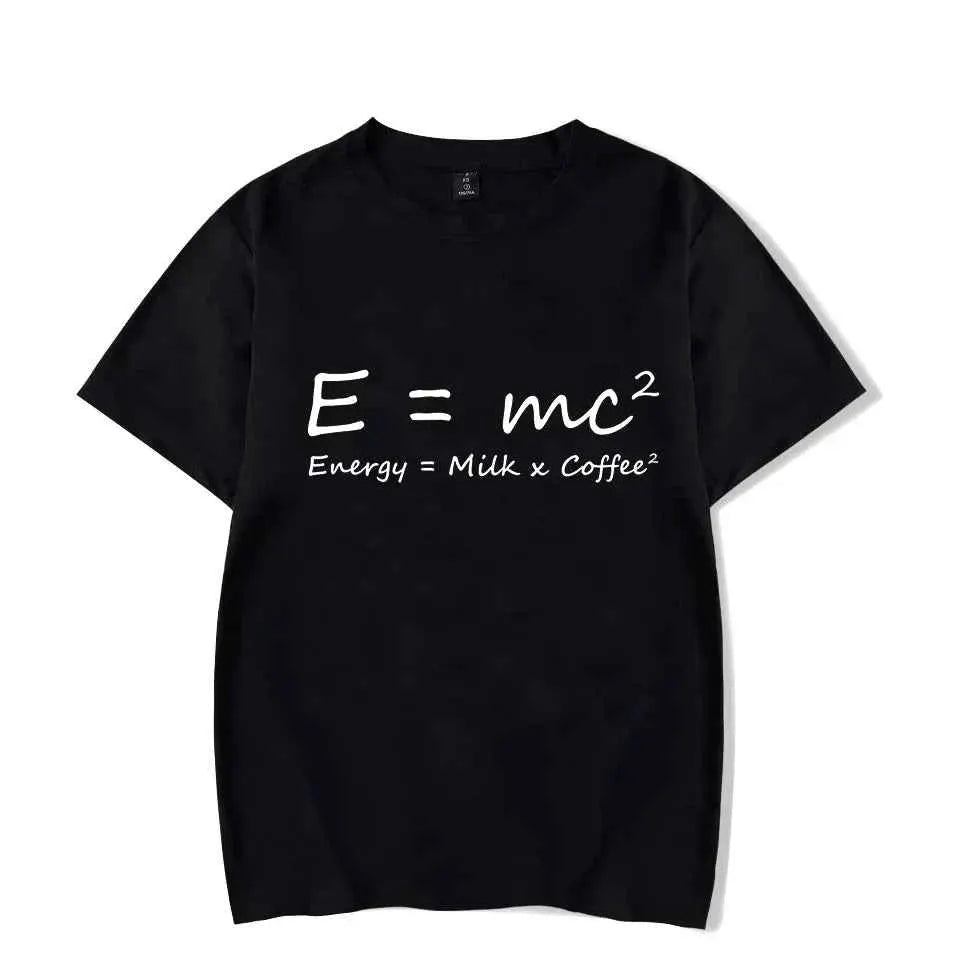 Funny Math Graphic T Shirt for Men Oversized Streetwear Coffee Physics Energy Milk Equation Print Casual Tee