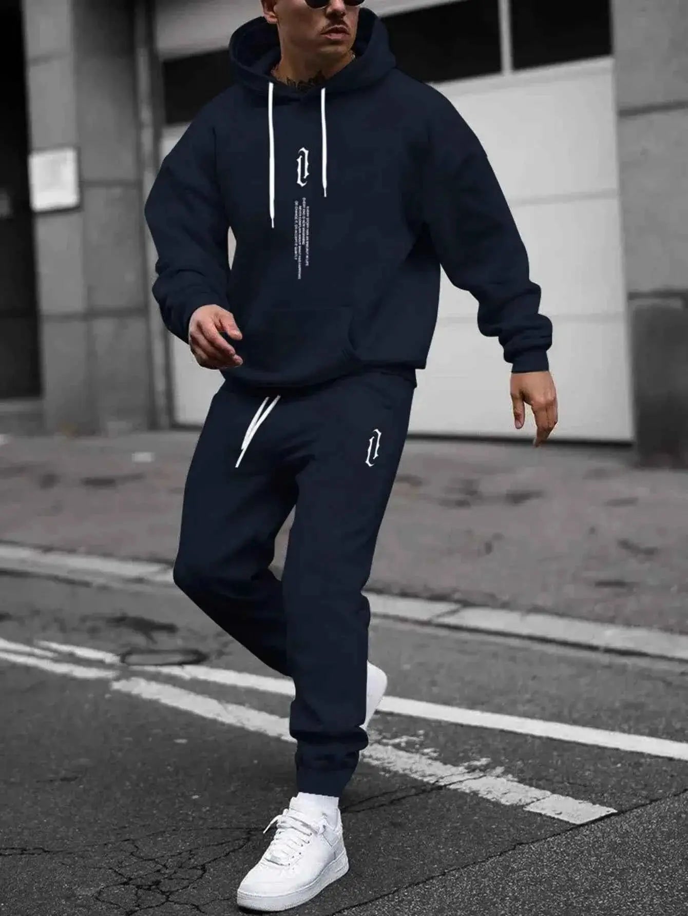 Autumn Winter Hooded Tracksuit Set For Men And Women With Drawstring Pullover Comfortable Casual Fashion Daily Wear
