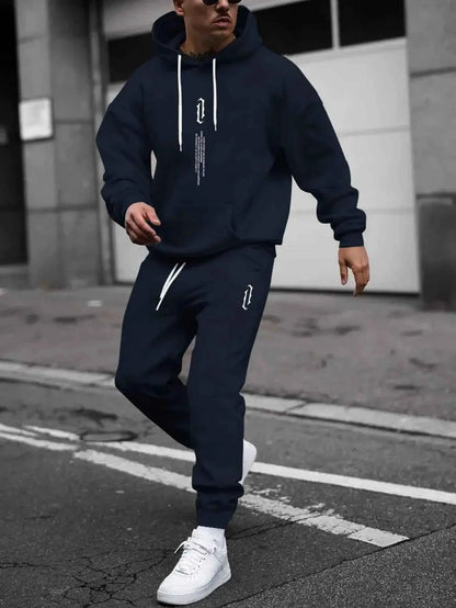 Autumn Winter Hooded Tracksuit Set For Men And Women With Drawstring Pullover Comfortable Casual Fashion Daily Wear