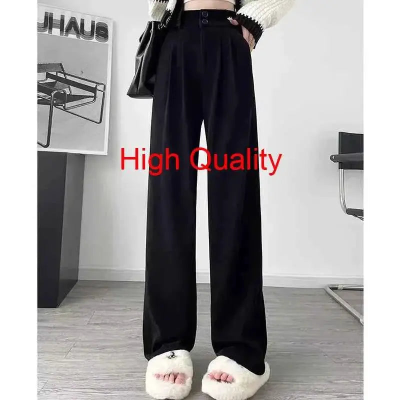 Women Wide Leg Straight Suit Pants For Office Wear Professional Trousers TeenStylo