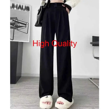 Women Wide Leg Straight Suit Pants For Office Wear Professional Trousers TeenStylo