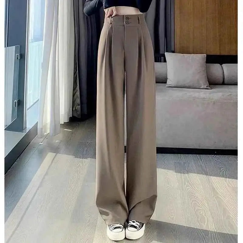 Women Wide Leg Straight Suit Pants For Office Wear Professional Trousers TeenStylo