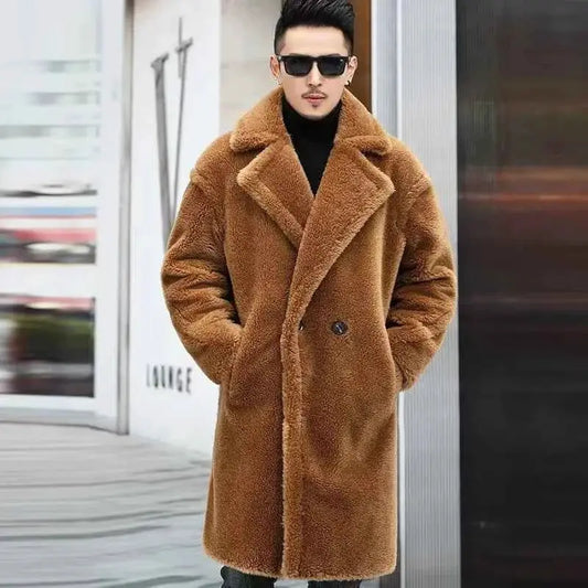 Mens Fur Parka Winter Coat Long Warm Jacket Thick Fleece Snow Wear Winter Clothing
