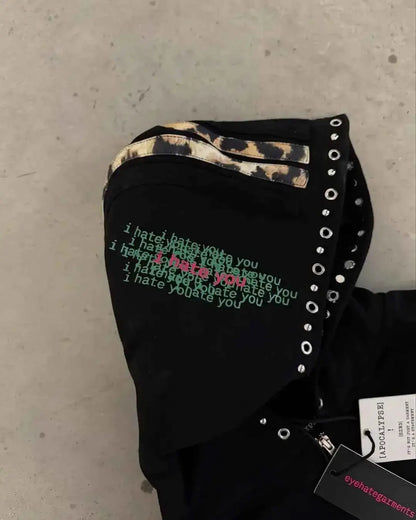 Eyehategarment Street Hoodie Harajuku Leopard Print Unisex Streetwear Sweatshirt TeenStylo