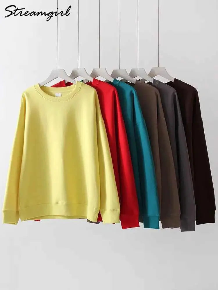 Oversized Green Mint Sweatshirt For Women Basic Winter Warm Fleece Lined Option TeenStylo