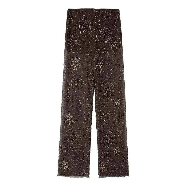 Sequin Baggy Pants For Women Beaded Wide Leg Trousers TeenStylo S M L Sizes Included
