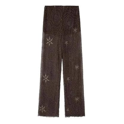 Sequin Baggy Pants For Women Beaded Wide Leg Trousers TeenStylo S M L Sizes Included