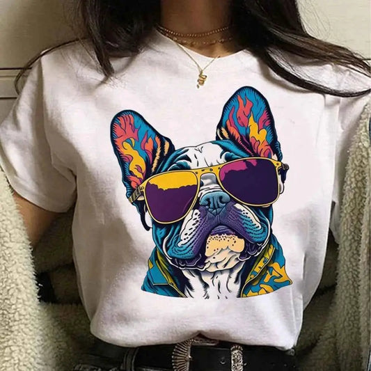 French Bulldog Graphic Tee For Women Japanese Inspired Cute Kawaii Style Graphic Shirt For Girls