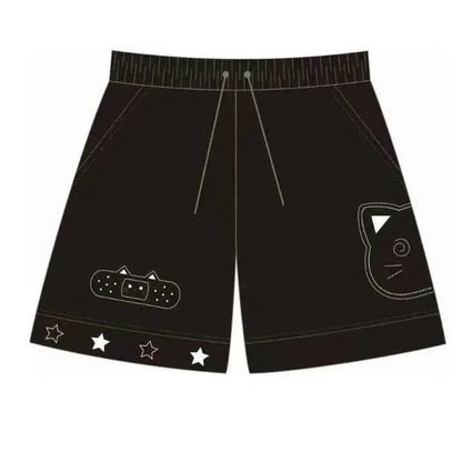 Casual Cat Print Shorts For Women Streetwear Fashion Y2K Summer Bottoms 2025 New Womens Shorts