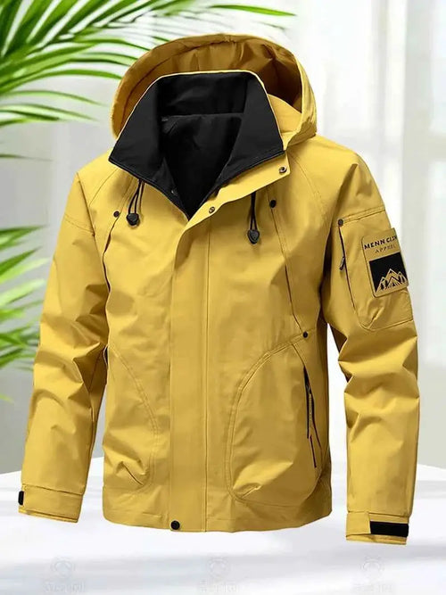 Waterproof Softshell Jacket For Men Hooded Zip Up Windbreaker Outdoor Coat Lightweight For Hiking And Camping