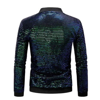Green Sequin Decoration Jacket For Men Longline Style Elegant Formal Party Wear By TeenStylo