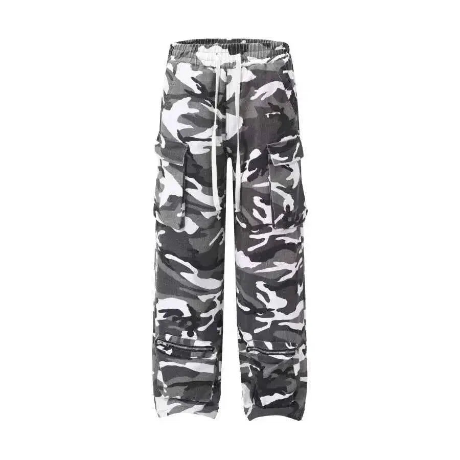 Y2K Baggy Cargo Pants Women Camouflage Print Wide Leg Joggers Hip Hop Streetwear Drawstring Casual Trousers