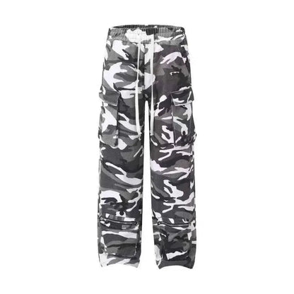 Y2K Baggy Cargo Pants Women Camouflage Print Wide Leg Joggers Hip Hop Streetwear Drawstring Casual Trousers