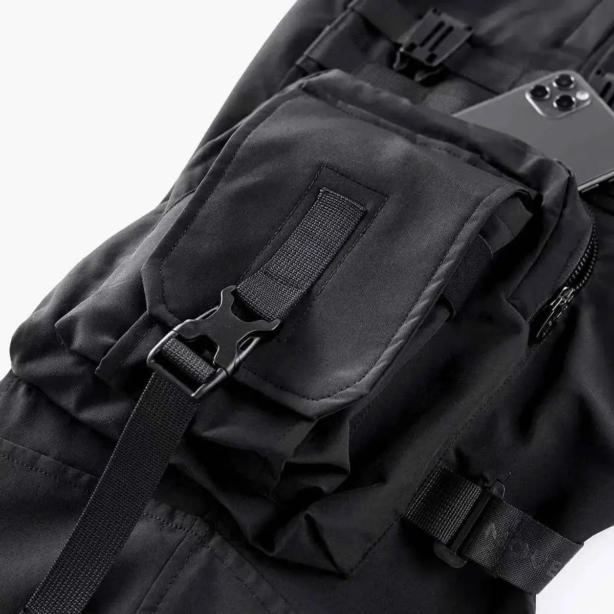 2022 Winter Thick Tactical Cargo Pants For Men With Multi Pockets Techwear Hip Hop Streetwear Black