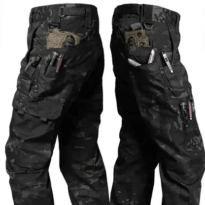 Men's Tactical Work Pants Outdoor Cargo Trousers Multi Pocket Waterproof Hiking Pants For Autumn And Spring
