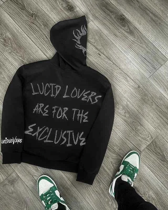 Y2K Jacket For Men Zip Hoodie Rhinestone Pattern Goth Sweatshirt Long Sleeve Oversized Pullover Hoodie