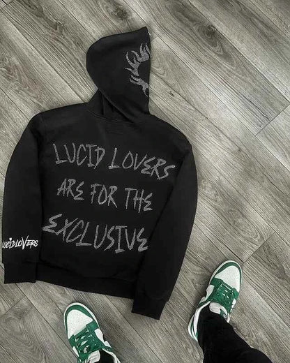 Y2K Jacket For Men Zip Hoodie Rhinestone Pattern Goth Sweatshirt Long Sleeve Oversized Pullover Hoodie