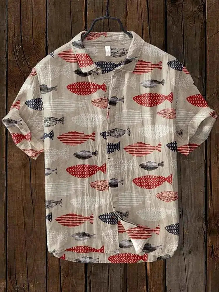 Mens 3D Printed Casual Shirt For Vacation Beachwear Lightweight Breathable Summer Top