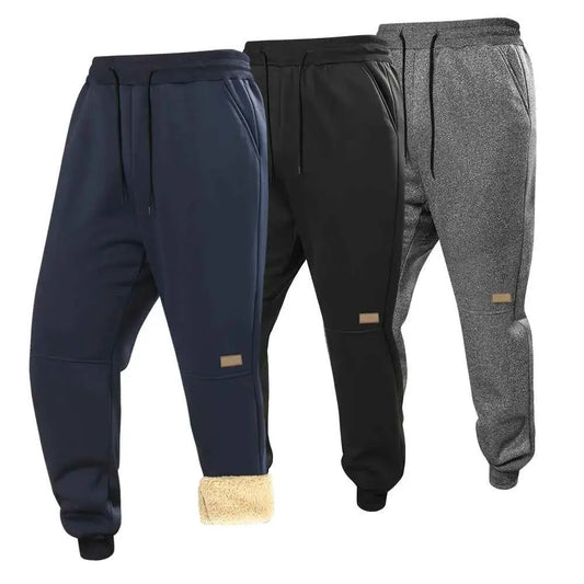 Men's Winter Plush Fleece Sweatpants Lambswool Thermal Warm Windproof Cotton Casual Trousers