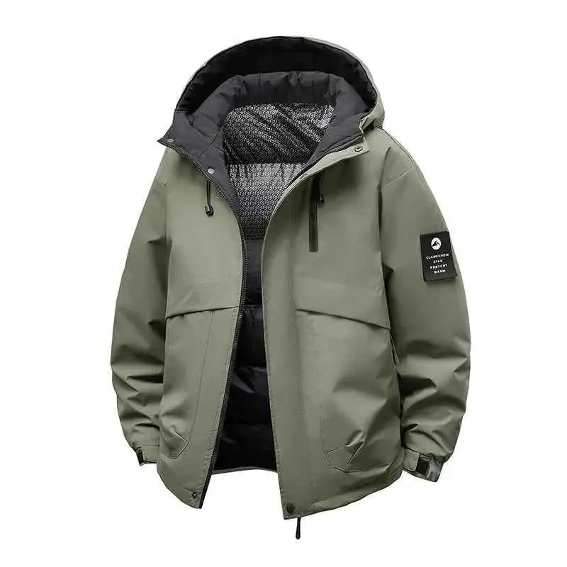 Winter Men Waterproof Windproof Puffer Hooded Jacket Outdoor Thick Casual Parka Fashion Coat